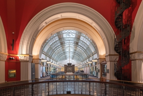 Inside the QVB in Sydney with the roof and arches - Australian Stock Image