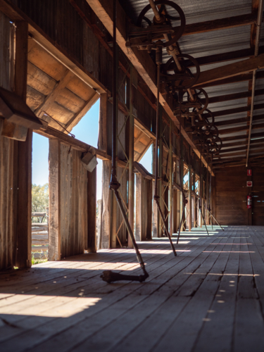 Interior of Kinchega woolshed, Kinchega National Park - Australian Stock Image