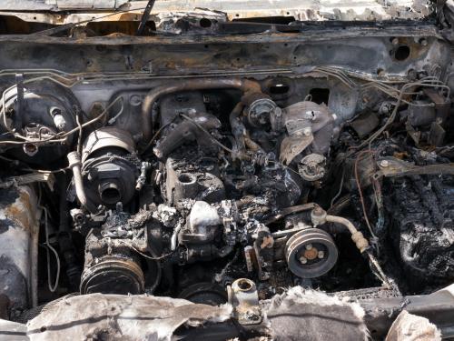 Internals of a burnt out car - Australian Stock Image