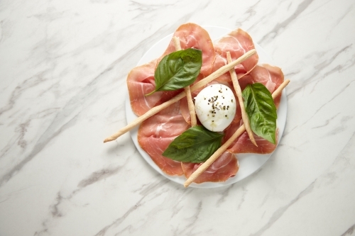 Italian entrée ham dish on plate - Australian Stock Image