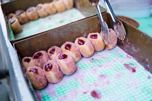 Jam filled buns for sale - Australian Stock Image
