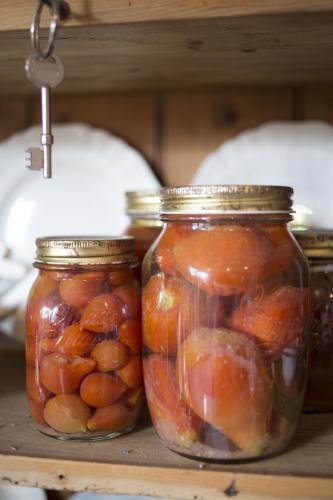 Jars of preserved fruit
