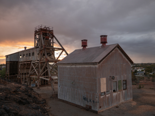 Junction Mine at sunset in Broken Hill, New South Wales - Australian Stock Image