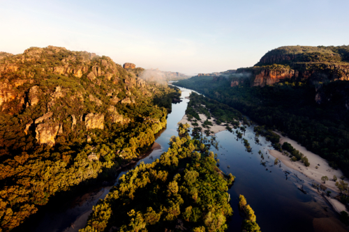 Kakadu Escarpment surrounding the East Alligator River - Australian Stock Image