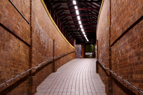 Katoomba Railway Station on a cold dark winter night in the Blue Mountains of NSW - Australian Stock Image
