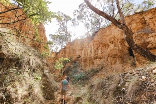 Kids exploring Golden Gully near Hill End, NSW - Australian Stock Image