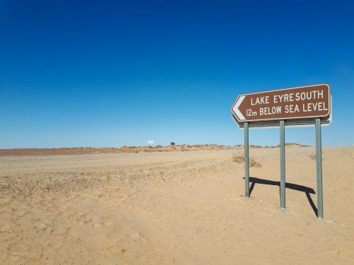 Lake Eyre road sign - Australian Stock Image