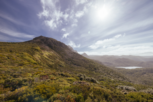 Lake Rodway Track near the junction of the Overland Track in Cradle Mountain in autumn - Australian Stock Image