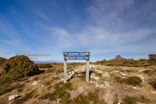 Lake Rodway Track near the junction of the Overland Track in Cradle Mountain in autumn - Australian Stock Image