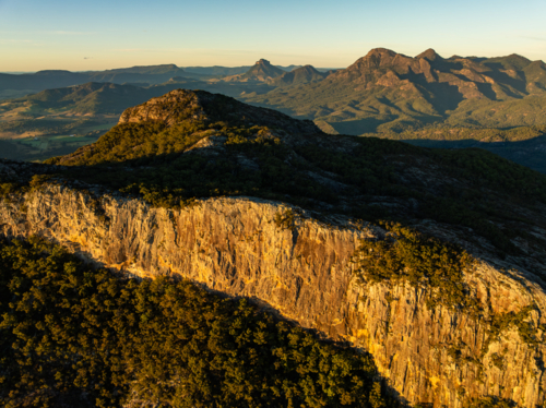 landscape of large cliff and mountains - Australian Stock Image