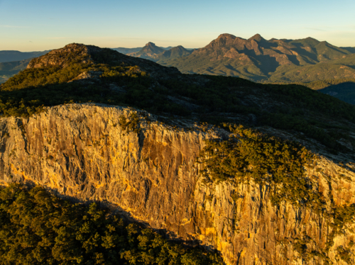 landscape of large cliff and mountains - Australian Stock Image