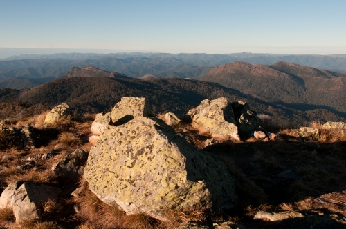 Landscape of mountain ranges with rocks