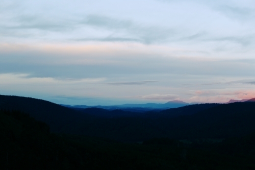 Landscape silhouette of mountains at sunset
