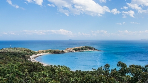 Landscape view of beach, ocean and rainforest - Australian Stock Image
