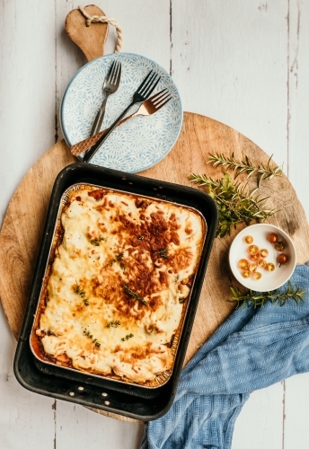 Lasagne fresh from the oven. - Australian Stock Image
