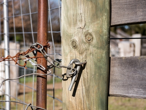 Latch on a farm gate - Australian Stock Image