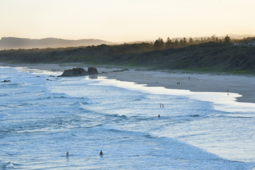 Late afternoon swim at the beach - Australian Stock Image