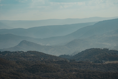 Layers of mountains as seen from Blackheath Lookout - Australian Stock Image