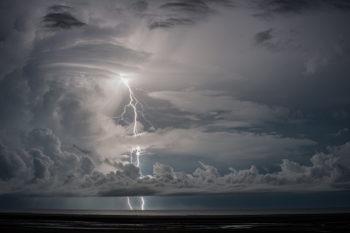Lee Point lightning out at sea - Australian Stock Image