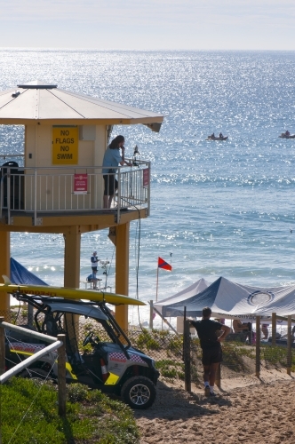 Life guard tower at beach - Australian Stock Image