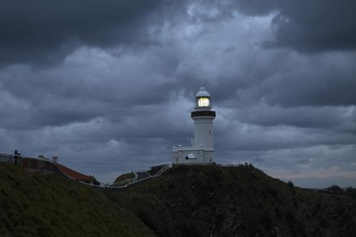 Lighthouse landscape with stormy skies