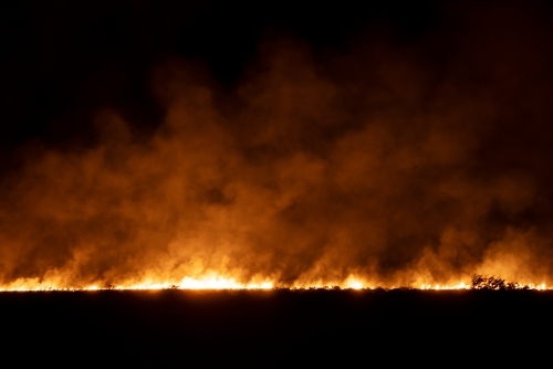 Line of bushfire at night - Australian Stock Image