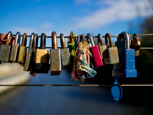 Locks on Bridge - Australian Stock Image