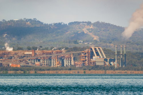 Long distance view of an industrial site near Gladstone - Australian Stock Image