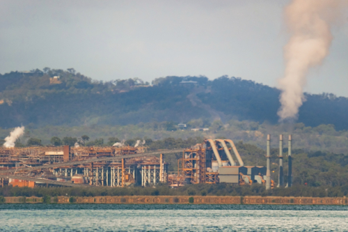 Long distance view of an industrial site near Gladstone - Australian Stock Image