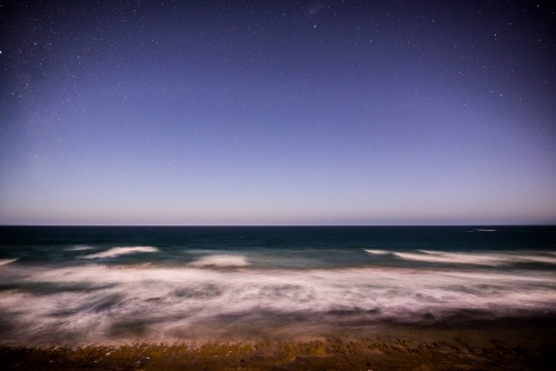 Long exposure of the beach at night