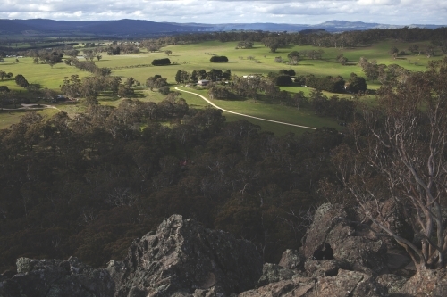 Looking down over farmland - Australian Stock Image