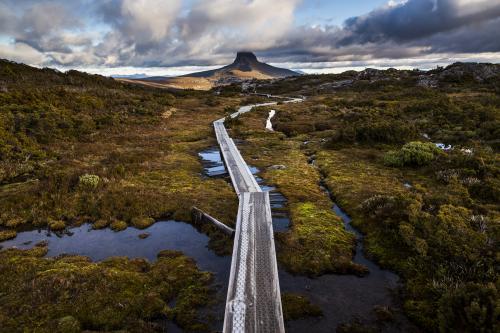 Looking towards Barn Bluff on the Overland Track, Tasmania - Australian Stock Image