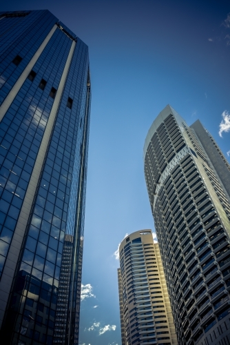 Looking up at Sydney city skyscrapers - Australian Stock Image