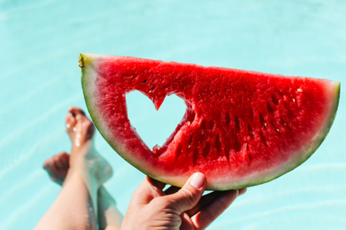 Love heart in a watermelon slice - Australian Stock Image