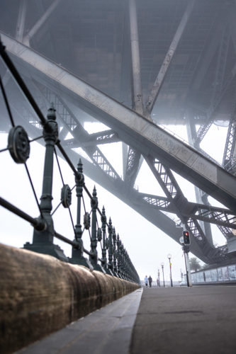 Low angle below harbour bridge - Australian Stock Image