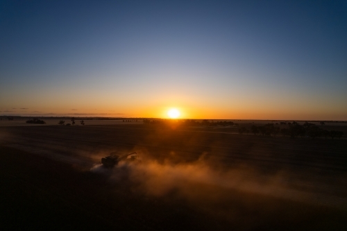 Low sunset over agricultural fields - Australian Stock Image