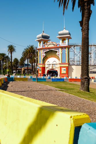 Luna Park Entrance in St Kilda Victoria on a Sunny Day - Australian Stock Image
