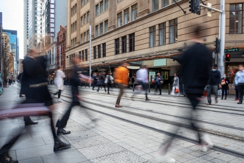 Lunch hour pedestrians on George Street, Sydney - Australian Stock Image