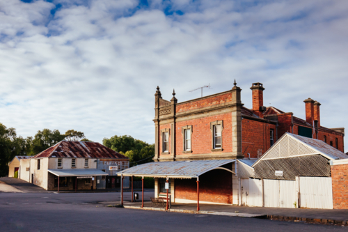 Maldon, Australia - February 19 2017: Historic Victorian architecture in the old gold mining town - Australian Stock Image