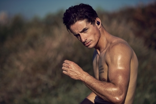 Male doing exercise in morning - Australian Stock Image