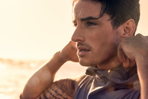 Male exercise morning run ocean - Australian Stock Image