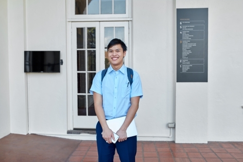 Male High School student on-campus - Australian Stock Image