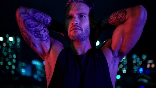Male Urban Night Fitness - Australian Stock Image