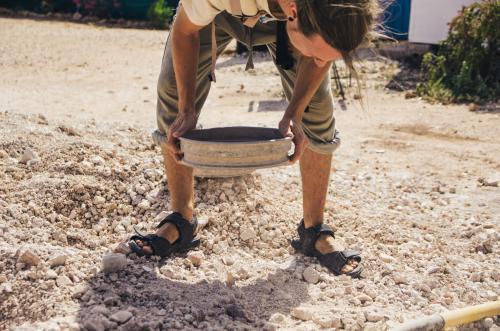 Man panning for opals - Australian Stock Image
