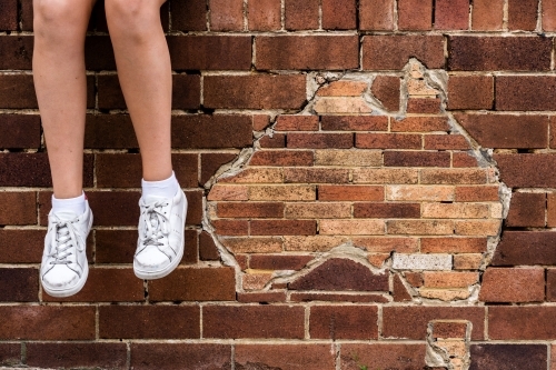map of australia in brick wall - Australian Stock Image