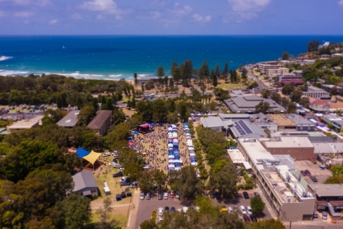 market day in seaside village - Australian Stock Image