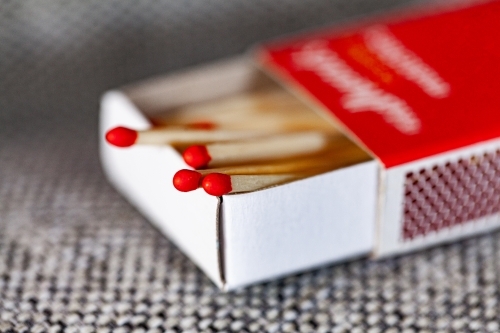 Matches in matchbox - Australian Stock Image