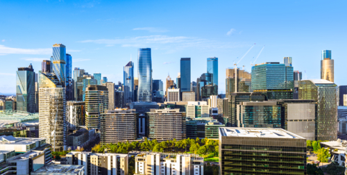 Melbourne CBD Skyline - Thriving Business Hub and Urban Growth - Australian Stock Image