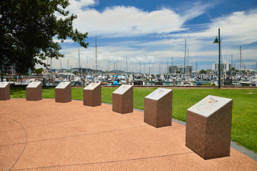 Memorial Plaques beside marina in Townsville,Qld. - Australian Stock Image