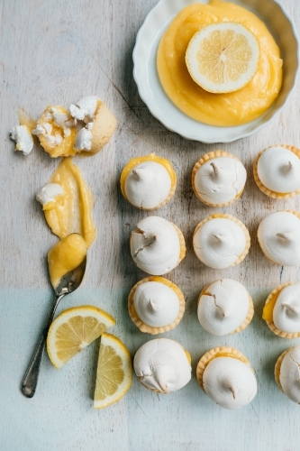 Mini lemon tarts with lemon butter. - Australian Stock Image